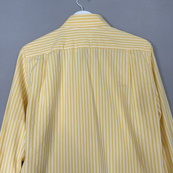 Ruehl 925 Mens Shirt Medium Yellow 100% Cotton Striped Oxford Prep Y2K Old Money - Picture 8 of 15
